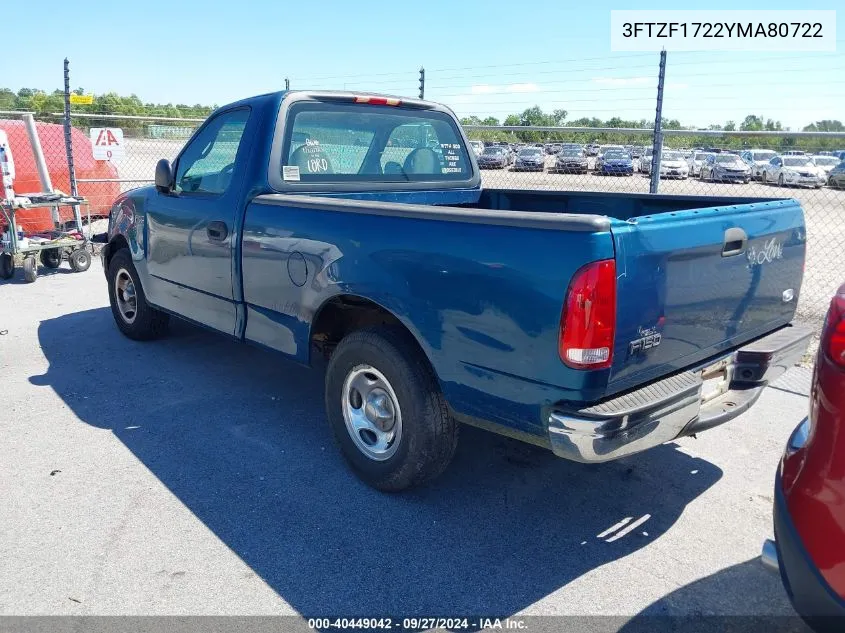 2000 Ford F-150 Work Series/Xl/Xlt VIN: 3FTZF1722YMA80722 Lot: 40449042