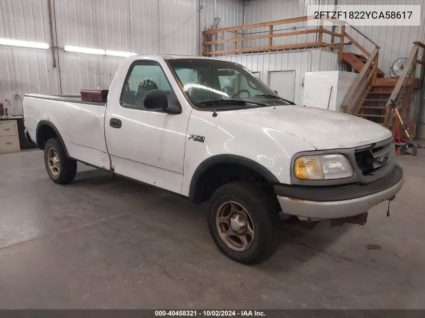 2000 Ford F-150 Work Series/Xl/Xlt VIN: 2FTZF1822YCA58617 Lot: 40458321