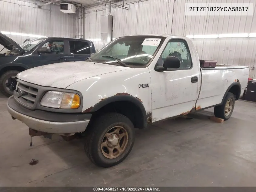 2000 Ford F-150 Work Series/Xl/Xlt VIN: 2FTZF1822YCA58617 Lot: 40458321