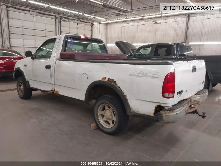 2000 Ford F-150 Work Series/Xl/Xlt VIN: 2FTZF1822YCA58617 Lot: 40458321