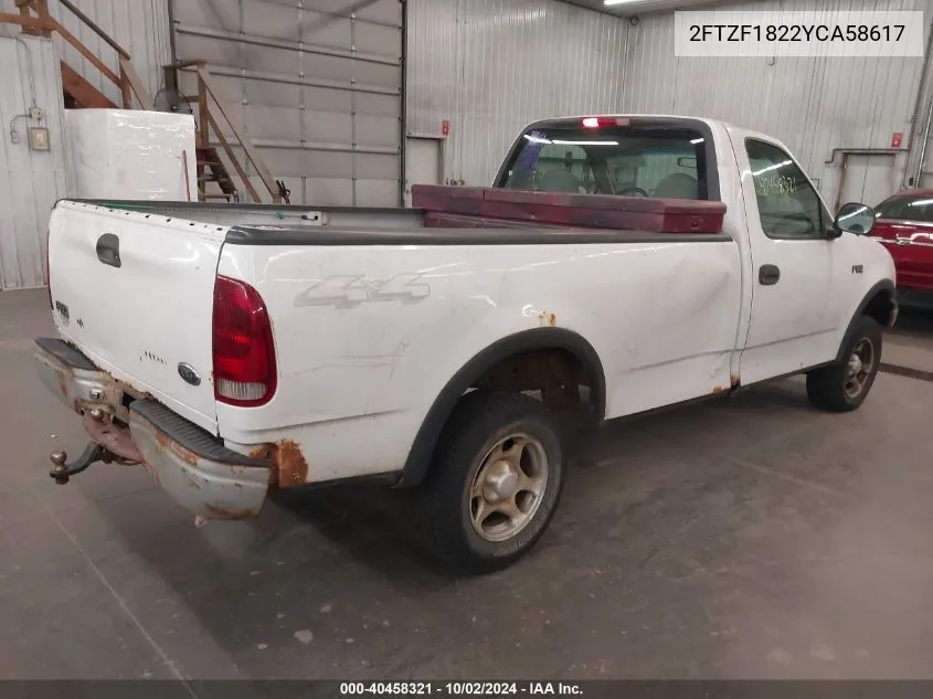 2000 Ford F-150 Work Series/Xl/Xlt VIN: 2FTZF1822YCA58617 Lot: 40458321