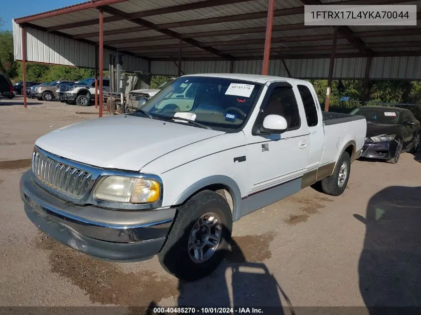 2000 Ford F-150 Lariat/Work Series/Xl/Xlt VIN: 1FTRX17L4YKA70044 Lot: 40485270