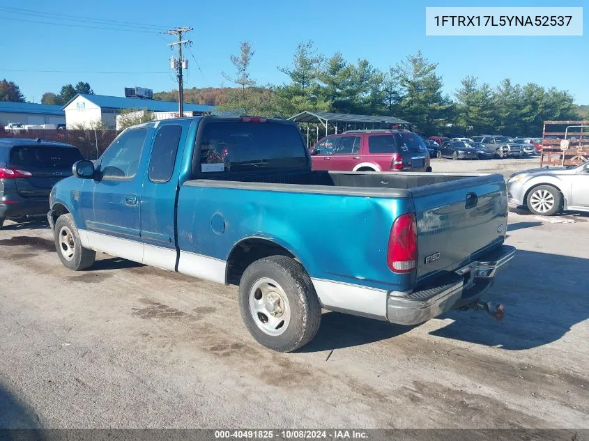 2000 Ford F-150 Lariat/Work Series/Xl/Xlt VIN: 1FTRX17L5YNA52537 Lot: 40491825