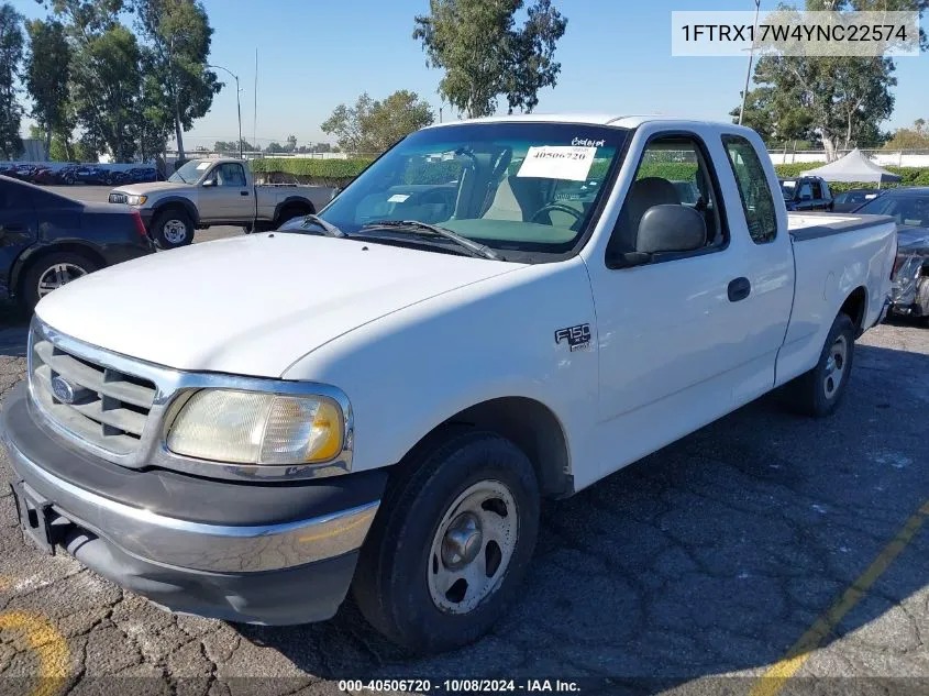 2000 Ford F-150 Lariat/Work Series/Xl/Xlt VIN: 1FTRX17W4YNC22574 Lot: 40506720