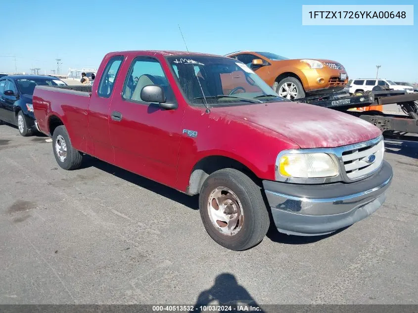 2000 Ford F-150 Work Series/Xl/Xlt VIN: 1FTZX1726YKA00648 Lot: 40513532