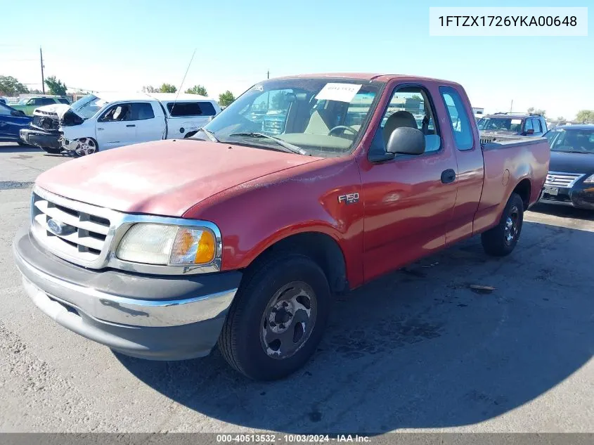 2000 Ford F-150 Work Series/Xl/Xlt VIN: 1FTZX1726YKA00648 Lot: 40513532