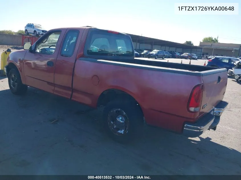 2000 Ford F-150 Work Series/Xl/Xlt VIN: 1FTZX1726YKA00648 Lot: 40513532