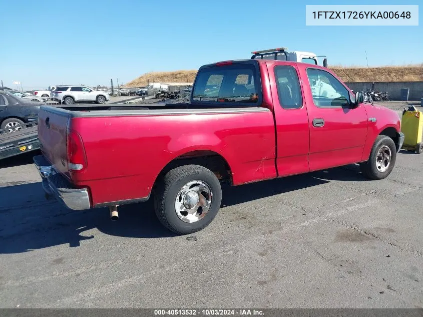 2000 Ford F-150 Work Series/Xl/Xlt VIN: 1FTZX1726YKA00648 Lot: 40513532