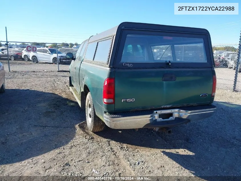 2000 Ford F-150 Work Series/Xl/Xlt VIN: 2FTZX1722YCA22988 Lot: 40543776