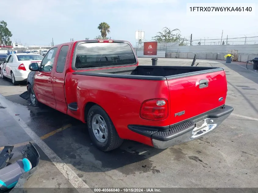 2000 Ford F-150 Lariat/Xl/Xlt VIN: 1FTRX07W6YKA46140 Lot: 40566040