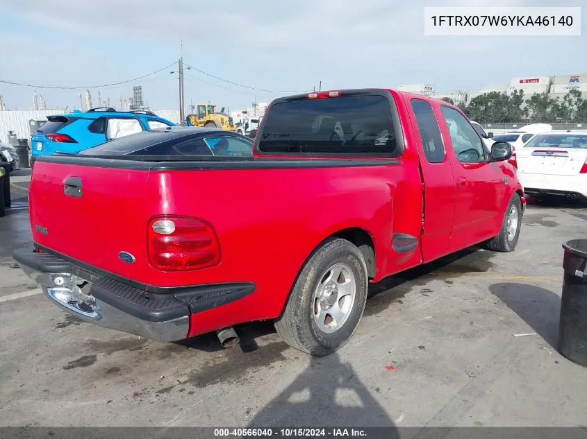 2000 Ford F-150 Lariat/Xl/Xlt VIN: 1FTRX07W6YKA46140 Lot: 40566040