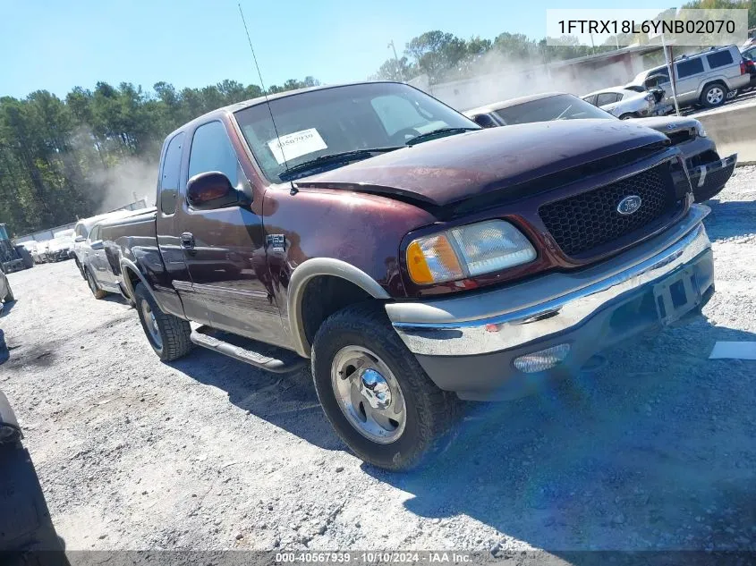 2000 Ford F-150 Lariat/Work Series/Xl/Xlt VIN: 1FTRX18L6YNB02070 Lot: 40567939