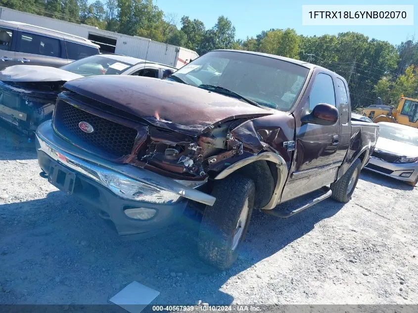 2000 Ford F-150 Lariat/Work Series/Xl/Xlt VIN: 1FTRX18L6YNB02070 Lot: 40567939