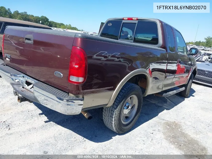 2000 Ford F-150 Lariat/Work Series/Xl/Xlt VIN: 1FTRX18L6YNB02070 Lot: 40567939