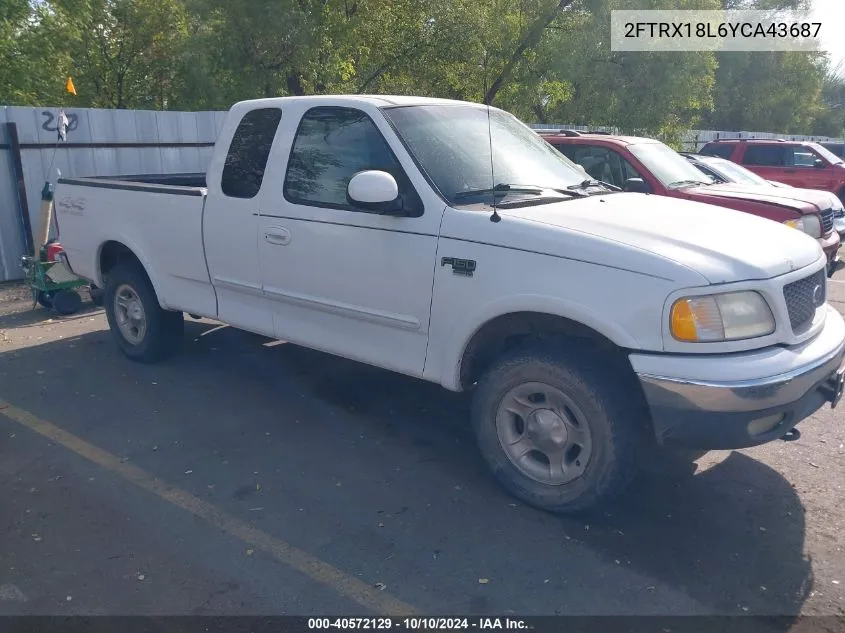 2000 Ford F-150 Lariat/Work Series/Xl/Xlt VIN: 2FTRX18L6YCA43687 Lot: 40572129