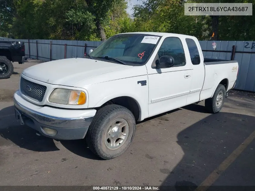 2000 Ford F-150 Lariat/Work Series/Xl/Xlt VIN: 2FTRX18L6YCA43687 Lot: 40572129