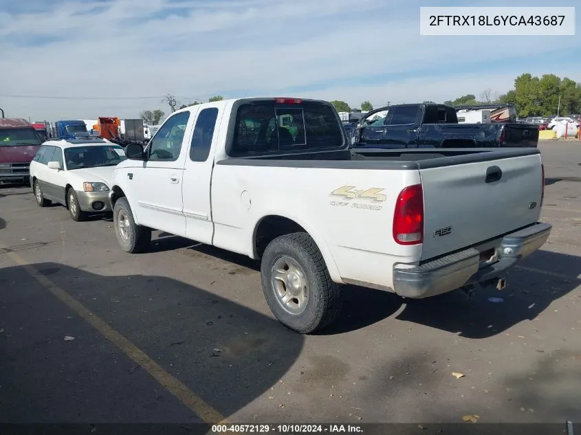 2000 Ford F-150 Lariat/Work Series/Xl/Xlt VIN: 2FTRX18L6YCA43687 Lot: 40572129