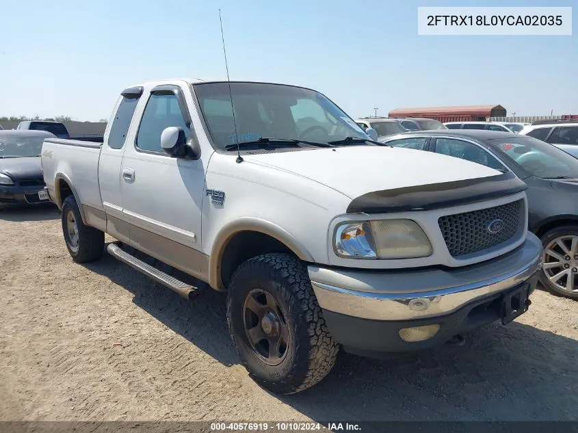 2000 Ford F-150 Lariat/Work Series/Xl/Xlt VIN: 2FTRX18L0YCA02035 Lot: 40576919