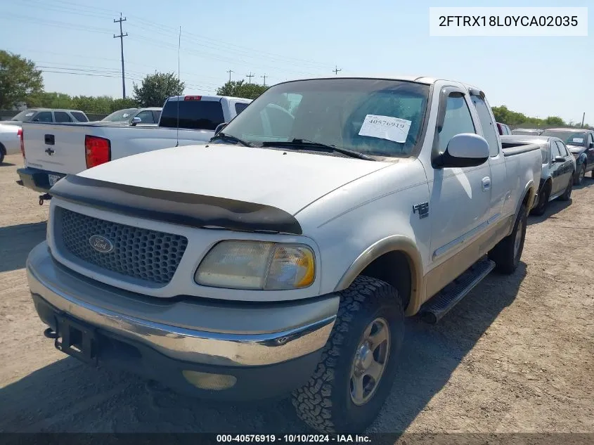 2000 Ford F-150 Lariat/Work Series/Xl/Xlt VIN: 2FTRX18L0YCA02035 Lot: 40576919