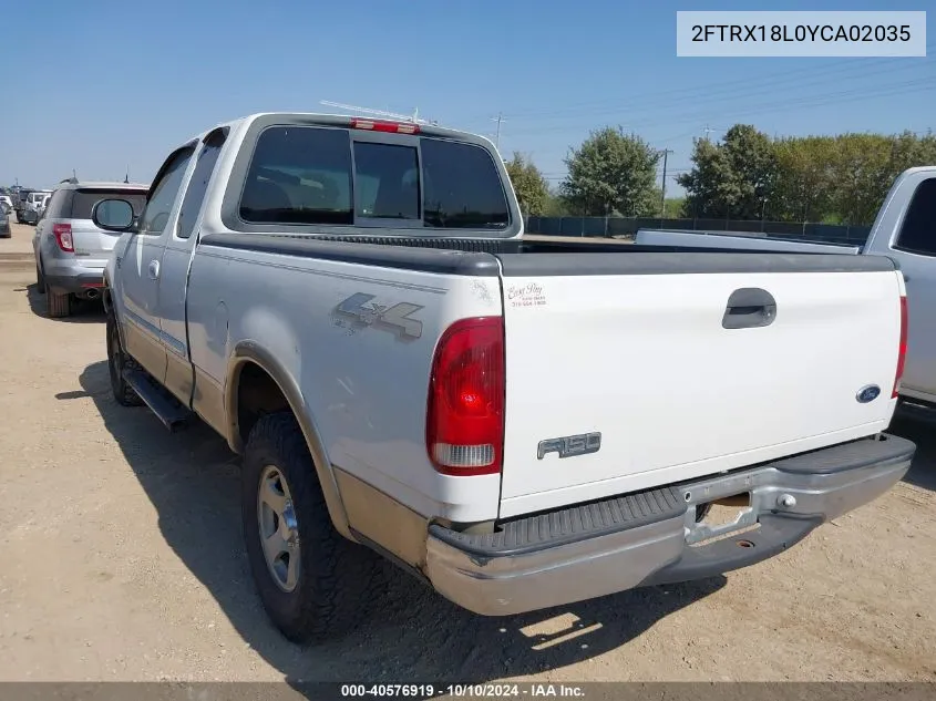 2000 Ford F-150 Lariat/Work Series/Xl/Xlt VIN: 2FTRX18L0YCA02035 Lot: 40576919