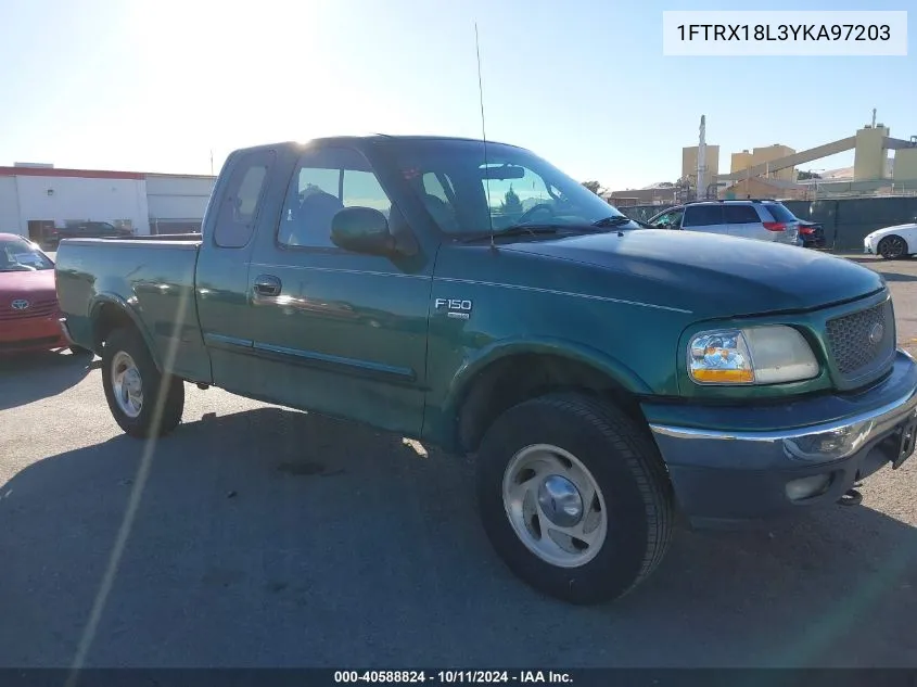 2000 Ford F150 VIN: 1FTRX18L3YKA97203 Lot: 40588824