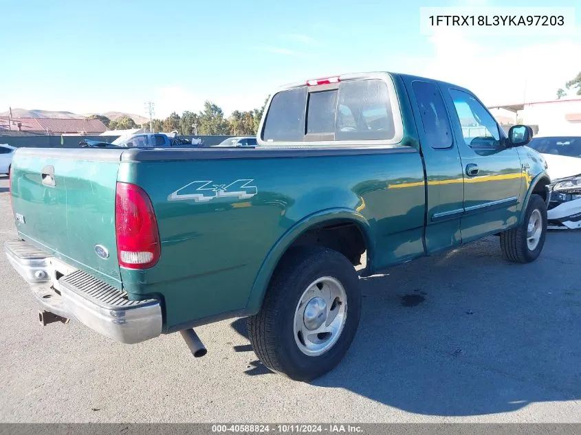 2000 Ford F150 VIN: 1FTRX18L3YKA97203 Lot: 40588824