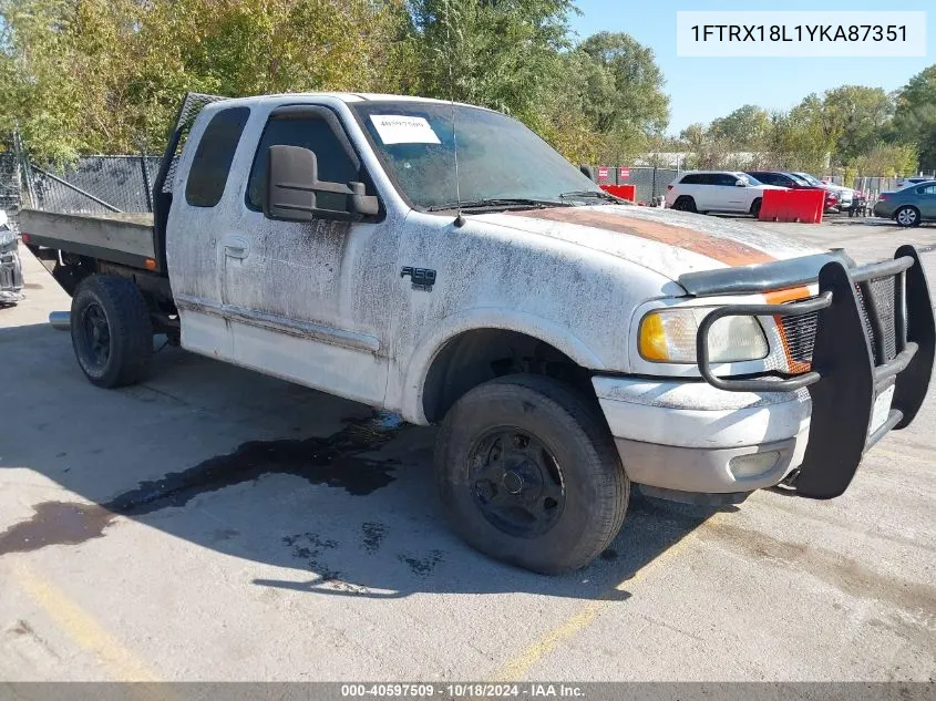 2000 Ford F-150 Lariat/Work Series/Xl/Xlt VIN: 1FTRX18L1YKA87351 Lot: 40597509