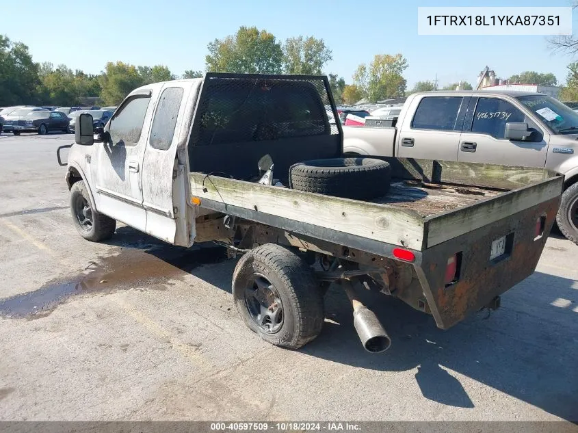 2000 Ford F-150 Lariat/Work Series/Xl/Xlt VIN: 1FTRX18L1YKA87351 Lot: 40597509