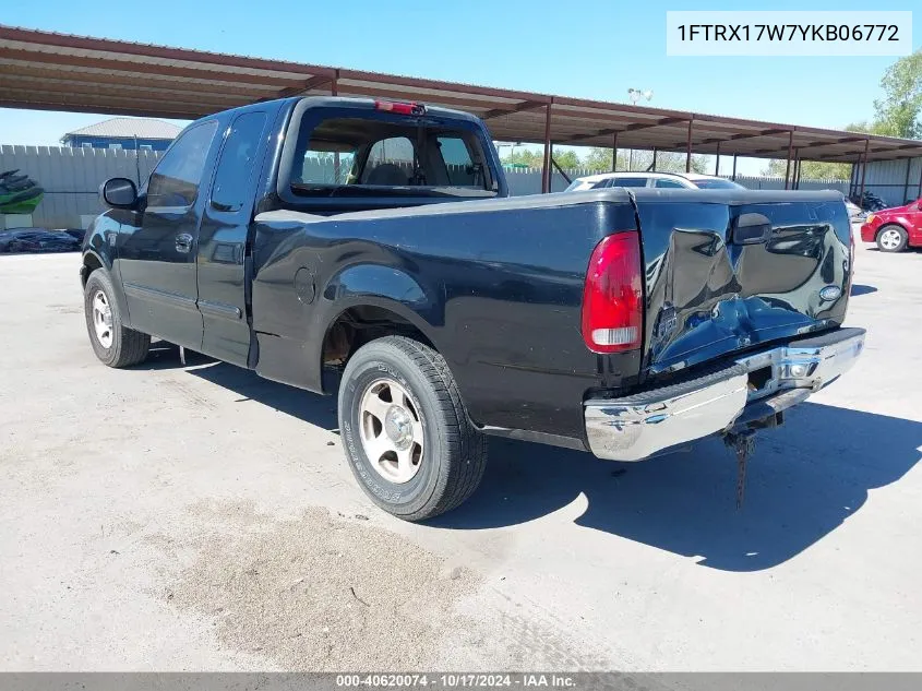 2000 Ford F-150 Lariat/Work Series/Xl/Xlt VIN: 1FTRX17W7YKB06772 Lot: 40620074