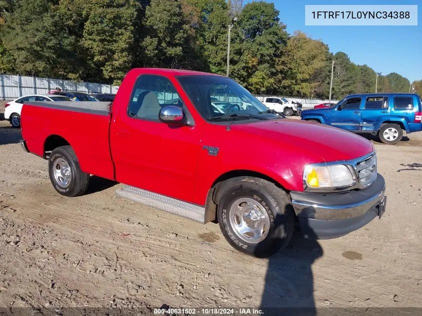 2000 Ford F-150 Work Series/Xl/Xlt VIN: 1FTRF17L0YNC34388 Lot: 40631502