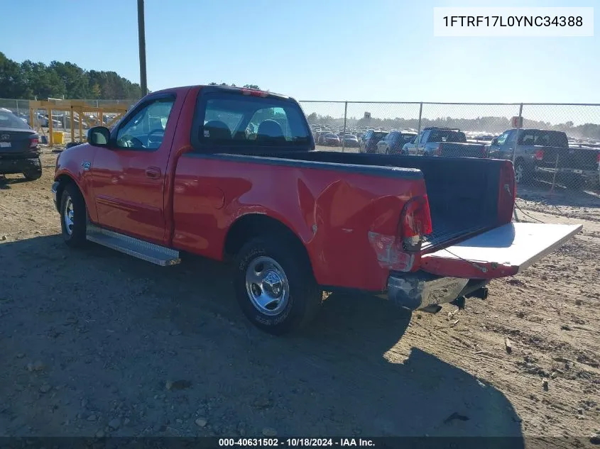 2000 Ford F-150 Work Series/Xl/Xlt VIN: 1FTRF17L0YNC34388 Lot: 40631502