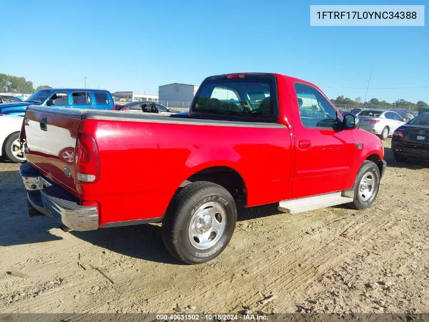 2000 Ford F-150 Work Series/Xl/Xlt VIN: 1FTRF17L0YNC34388 Lot: 40631502