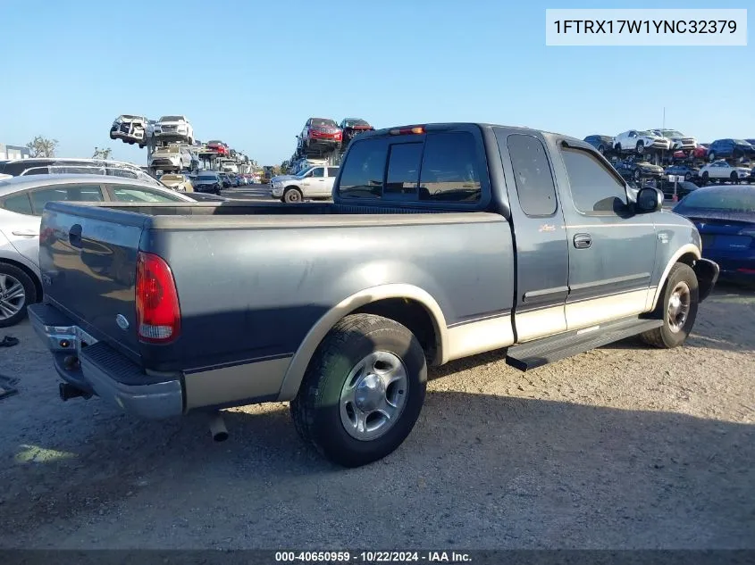 2000 Ford F-150 Lariat/Work Series/Xl/Xlt VIN: 1FTRX17W1YNC32379 Lot: 40650959