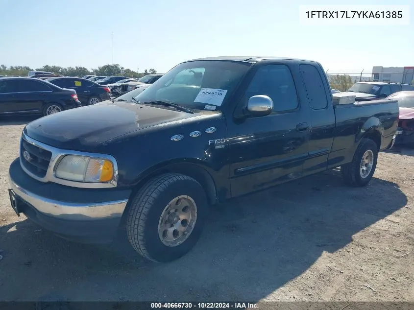 2000 Ford F-150 Lariat/Work Series/Xl/Xlt VIN: 1FTRX17L7YKA61385 Lot: 40666730