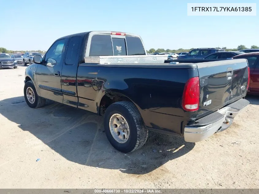 2000 Ford F-150 Lariat/Work Series/Xl/Xlt VIN: 1FTRX17L7YKA61385 Lot: 40666730