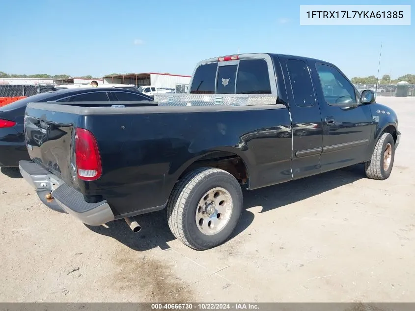 2000 Ford F-150 Lariat/Work Series/Xl/Xlt VIN: 1FTRX17L7YKA61385 Lot: 40666730