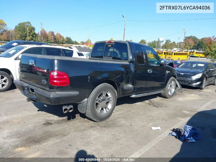 2000 Ford F-150 Lariat/Xl/Xlt VIN: 2FTRX07L6YCA94036 Lot: 40690949