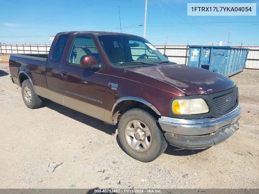 2000 Ford F-150 Lariat/Work Series/Xl/Xlt VIN: 1FTRX17L7YKA04054 Lot: 40753487