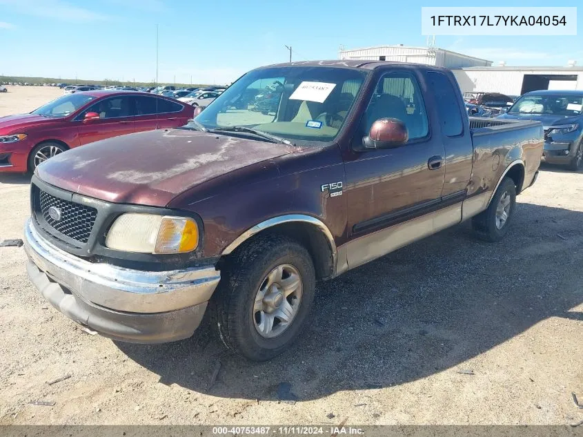 2000 Ford F-150 Lariat/Work Series/Xl/Xlt VIN: 1FTRX17L7YKA04054 Lot: 40753487