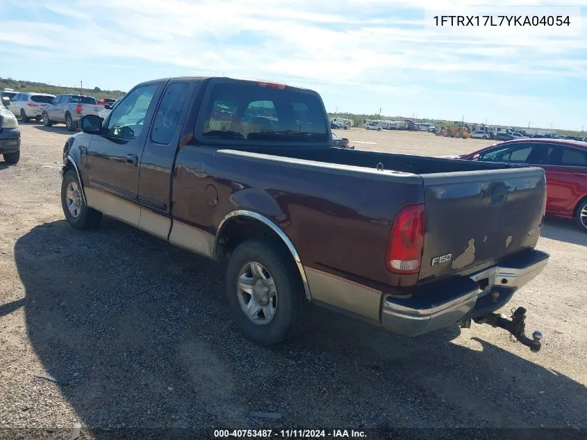 2000 Ford F-150 Lariat/Work Series/Xl/Xlt VIN: 1FTRX17L7YKA04054 Lot: 40753487