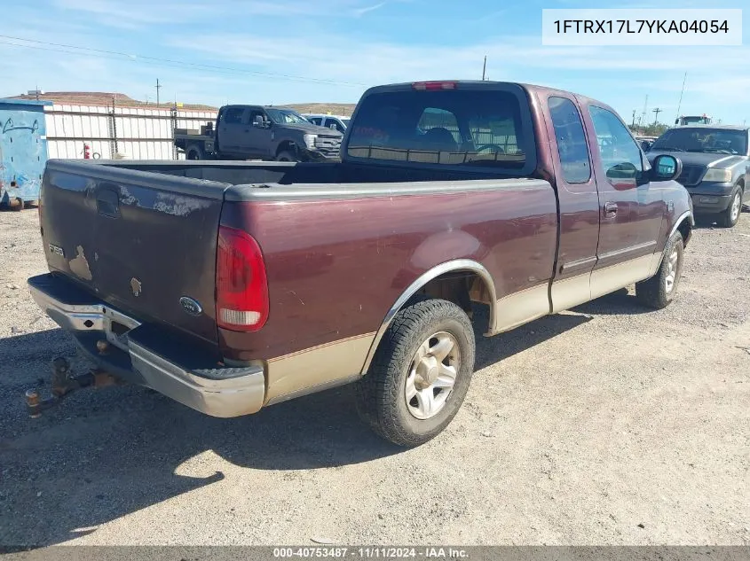 2000 Ford F-150 Lariat/Work Series/Xl/Xlt VIN: 1FTRX17L7YKA04054 Lot: 40753487