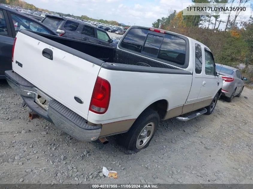 2000 Ford F-150 Lariat/Work Series/Xl/Xlt VIN: 1FTRX17L0YNA36990 Lot: 40787955