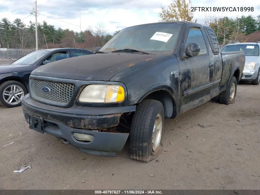 2000 Ford F-150 Lariat/Work Series/Xl/Xlt VIN: 2FTRX18W5YCA18998 Lot: 40797627