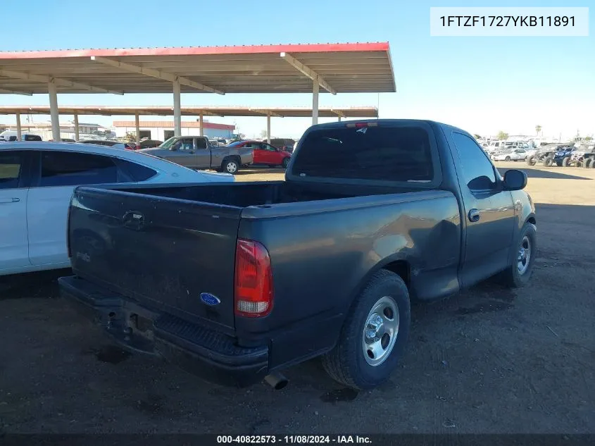 2000 Ford F-150 Work Series/Xl/Xlt VIN: 1FTZF1727YKB11891 Lot: 40822573