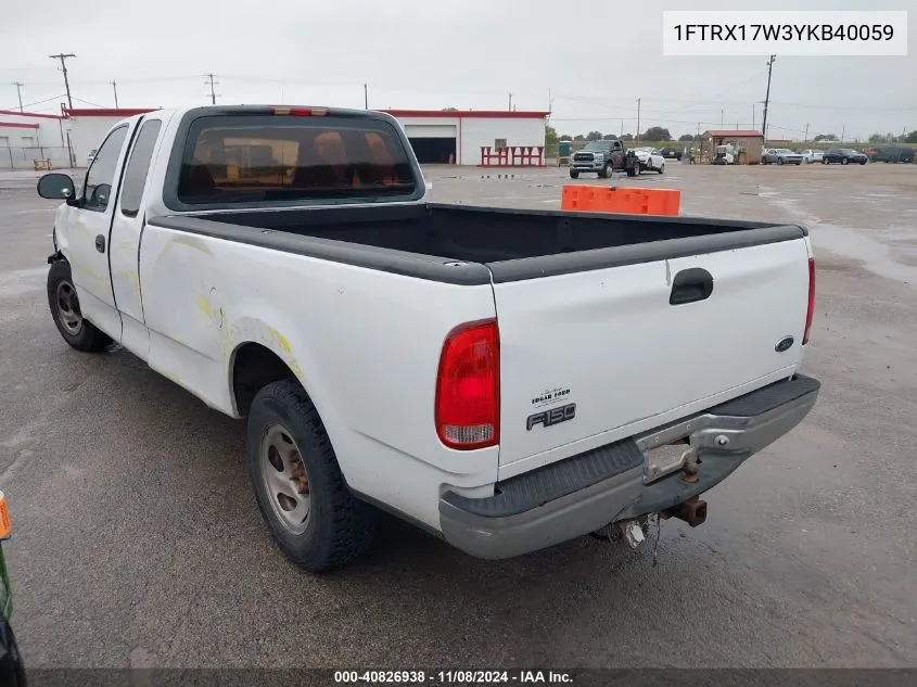 2000 Ford F-150 Lariat/Work Series/Xl/Xlt VIN: 1FTRX17W3YKB40059 Lot: 40826938