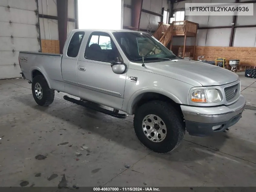 2000 Ford F-150 Lariat/Work Series/Xl/Xlt VIN: 1FTRX18L2YKA64936 Lot: 40837000