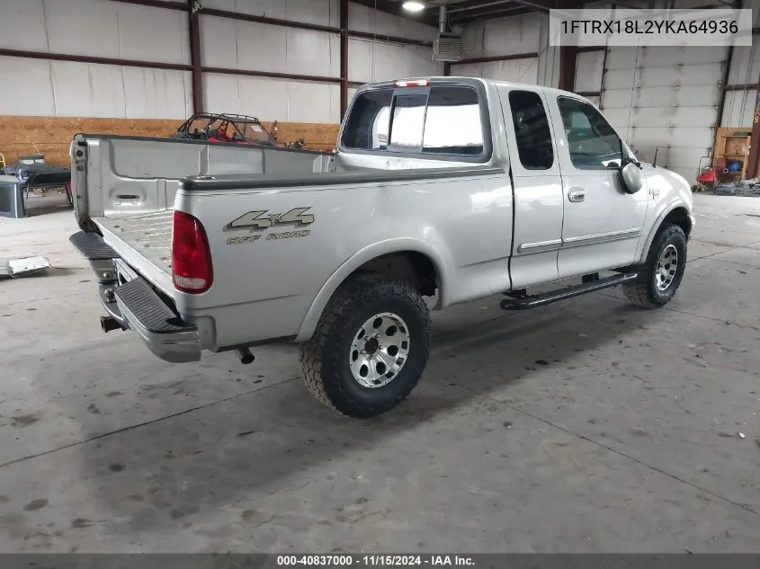 2000 Ford F-150 Lariat/Work Series/Xl/Xlt VIN: 1FTRX18L2YKA64936 Lot: 40837000