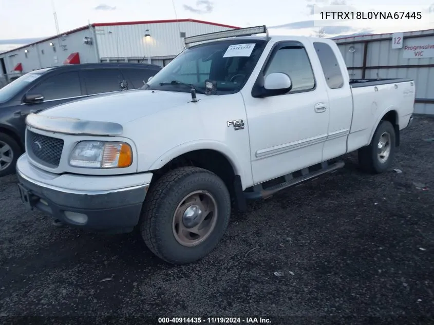 2000 Ford F-150 Lariat/Work Series/Xl/Xlt VIN: 1FTRX18L0YNA67445 Lot: 40914435