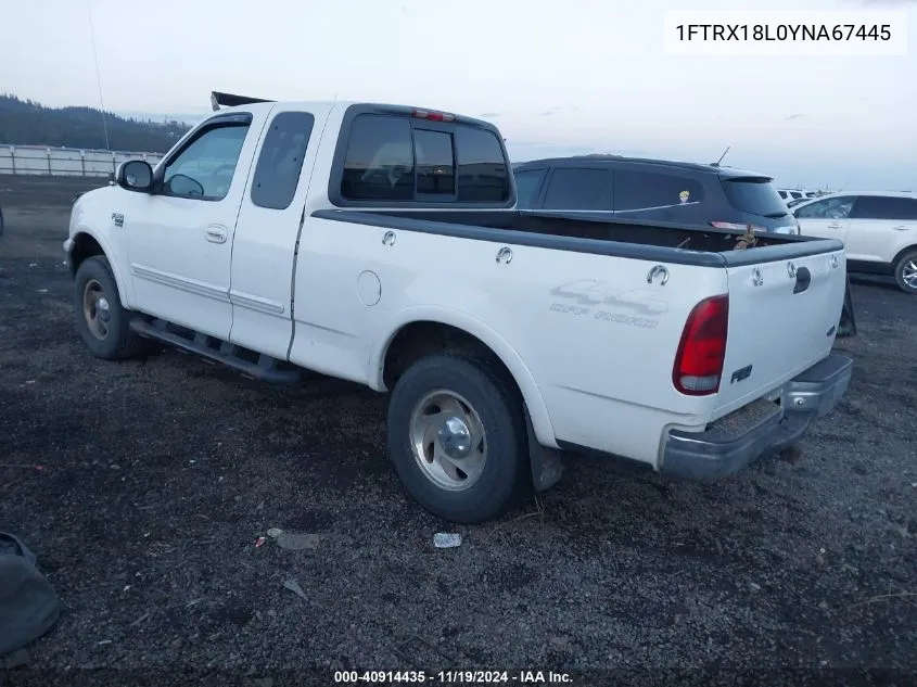 2000 Ford F-150 Lariat/Work Series/Xl/Xlt VIN: 1FTRX18L0YNA67445 Lot: 40914435