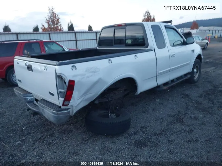 2000 Ford F-150 Lariat/Work Series/Xl/Xlt VIN: 1FTRX18L0YNA67445 Lot: 40914435